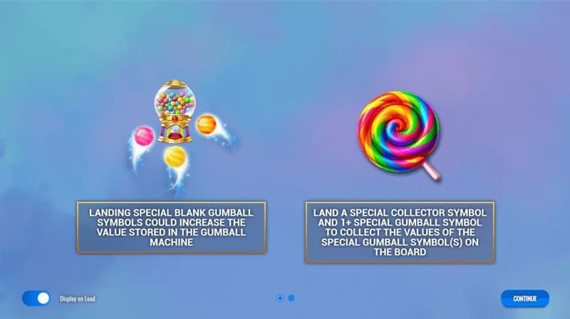 Sweet Candy Cash Stash - glavni izbornik i postavke automata